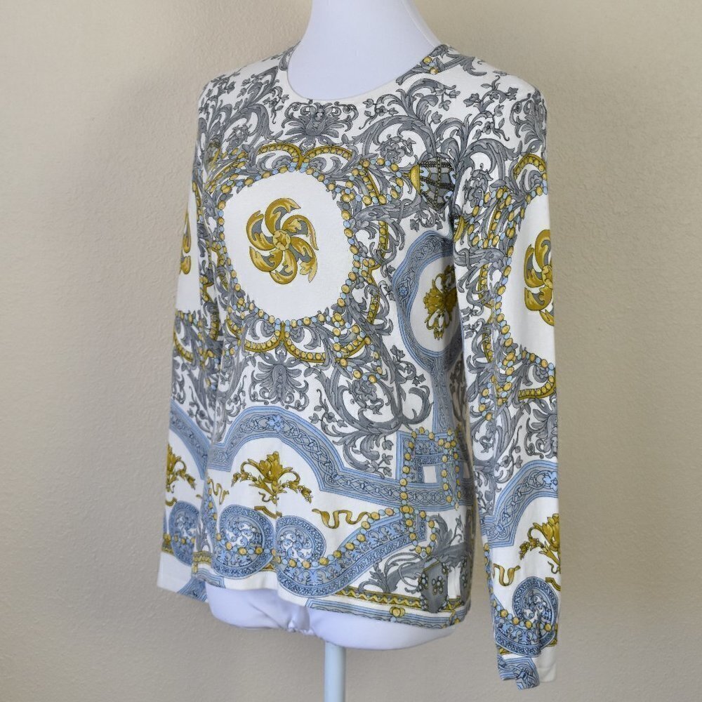 J. McLaughlin Printed Long Sleeve Button Back Sweater - Picture 4 of 9